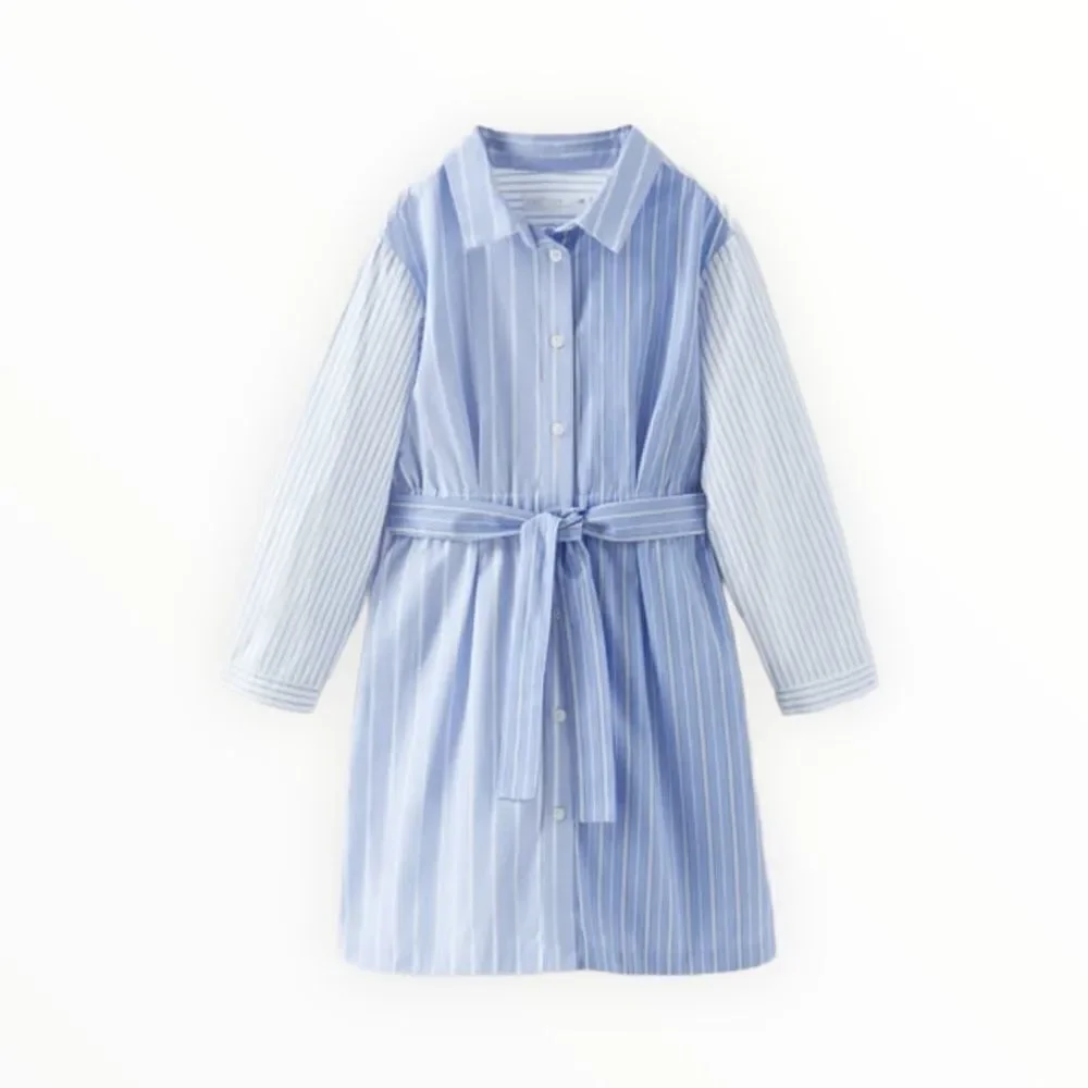 ZARA Kids | Blue | CONTRASTING STRIPED POPLIN SHIRTDRESS